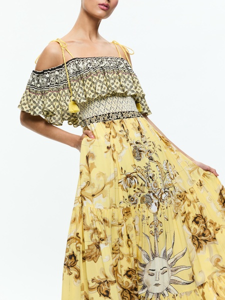 KIA OFF THE SHOULDER TIERED MAXI DRESS