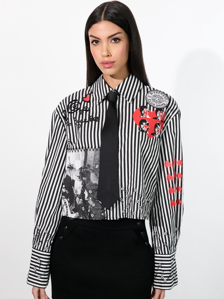 A+O X THE BEATLES PAM EMBROIDERED BLOUSE