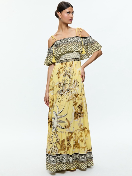 KIA OFF THE SHOULDER TIERED MAXI DRESS