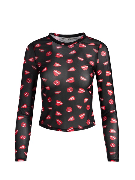 A+O X TOM WESSELMANN DELAINA MESH LONG SLEEVE TOP