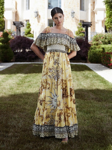 KIA OFF THE SHOULDER TIERED MAXI DRESS
