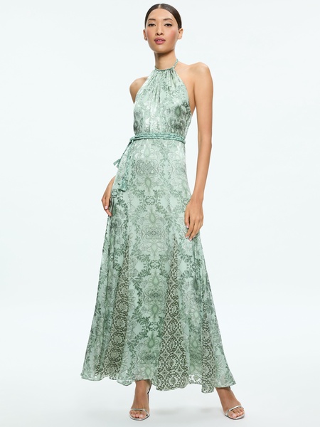 DANIKA HALTER MAXI DRESS WITH BELT