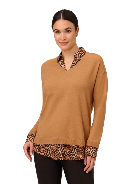 Adrianna Papell Women's Printed Woven Collar Twofer