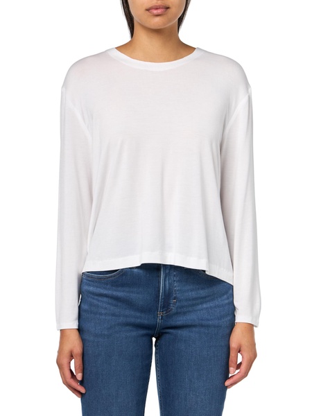 Norma Kamali Women's Cropped Boyfriend Long Sleeve Crew Top