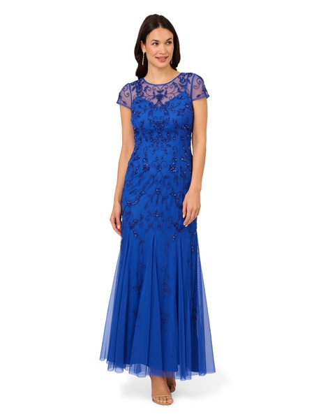 Adrianna Papell Women's Bead Mesh Godet Gown
