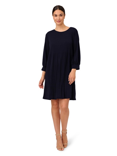 Adrianna Papell Women's Pleated Knit Crew Neck Dress