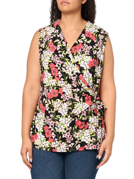 Anne Klein Women's Printed Ity Sleeveless Wrap Top