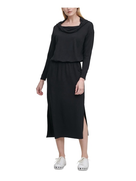 DKNY Women's Long Sleeve Dress Cowl Neck Midi