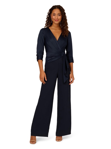 Adrianna Papell Womens Satin Crepe Jumpsuit