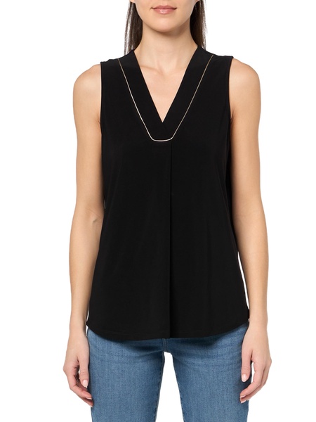 Anne Klein Women's Solid Ity Pleat Front Shell W Chain Trim