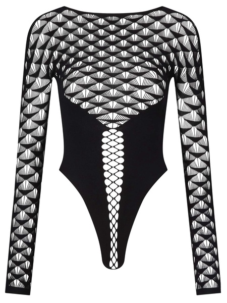 Ann Summers captive crotchless bodysuit with fan print in black