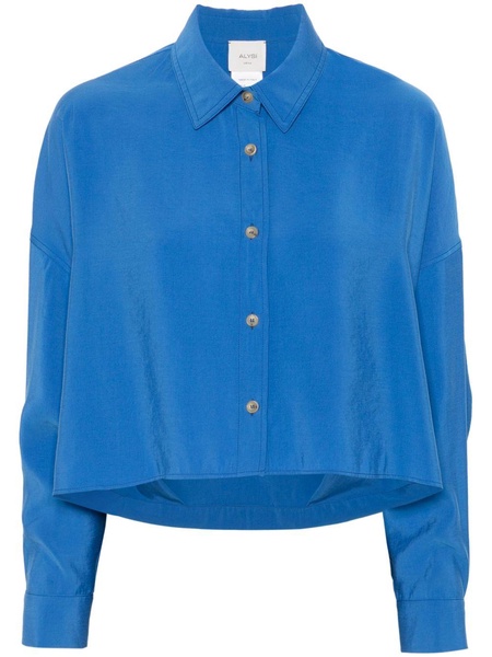 women's drop shoulder electric blue shirt