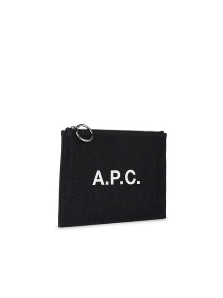 A.P.C. 'Tokyo' Blue Cotton Clutch Bag Men