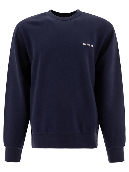 Script Embroidery Sweatshirts Blue