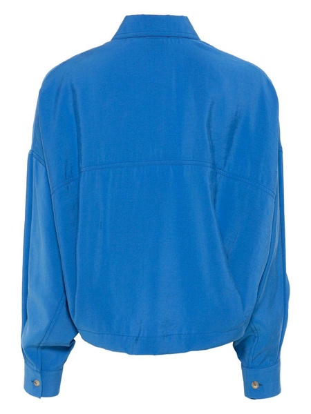 women's drop shoulder electric blue shirt