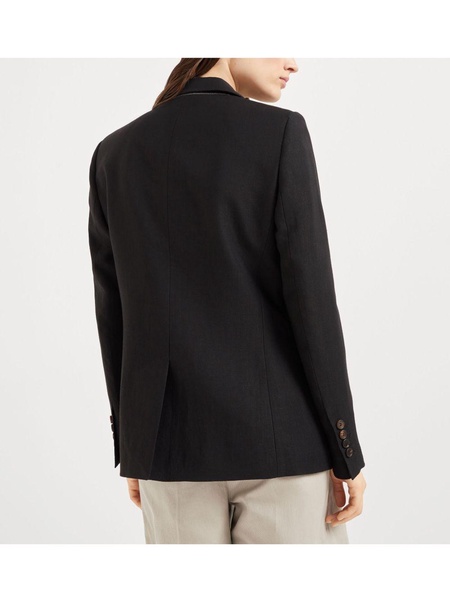 Brunello Cucinelli Women Linen Fluid Jacket With Shiny Details