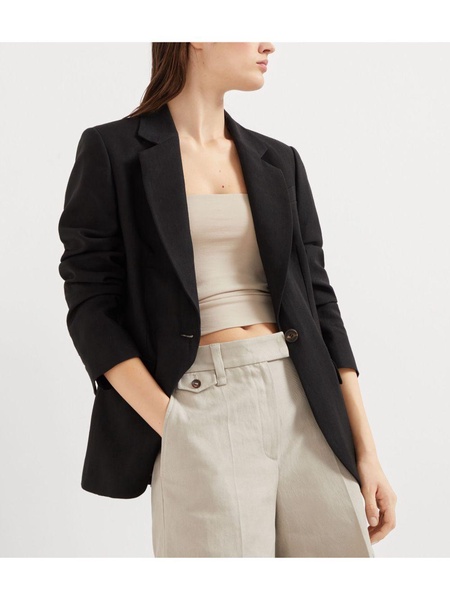 Brunello Cucinelli Women Linen Fluid Jacket With Shiny Details