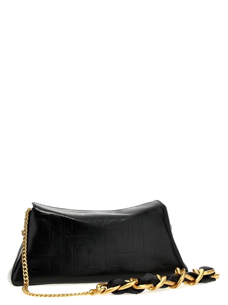 Balmain 1945 Clutch Bag In Calf Leather With Chain And Logo