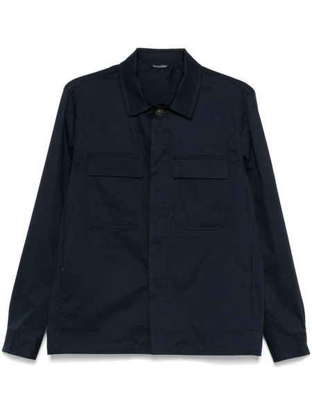 Daniele Alessandrini Blue Jacket-Shirt In Cotton With Pockets