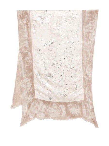Avant Toi Marble Lamination Effect Silk Scarf With Destroyed Edges 165X65 Accessories