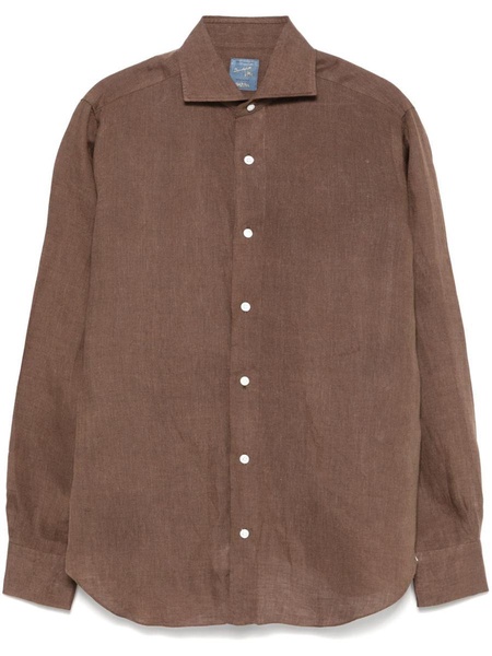 Barba Brown Shirt In Linen