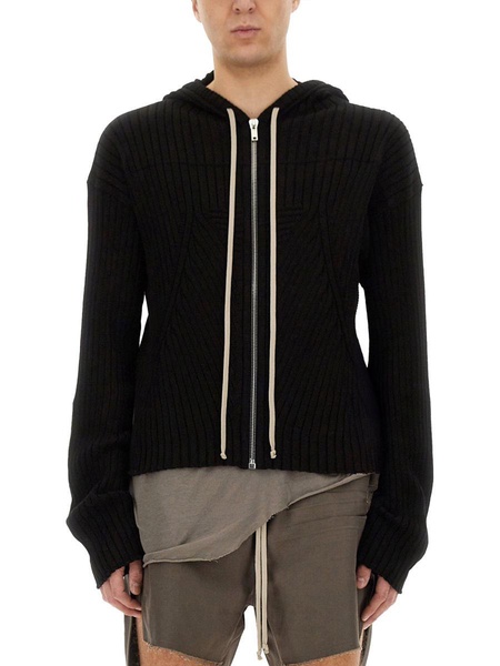 COTTON KNIT SWEATSHIRT WITH HOOD AND ZIPPER