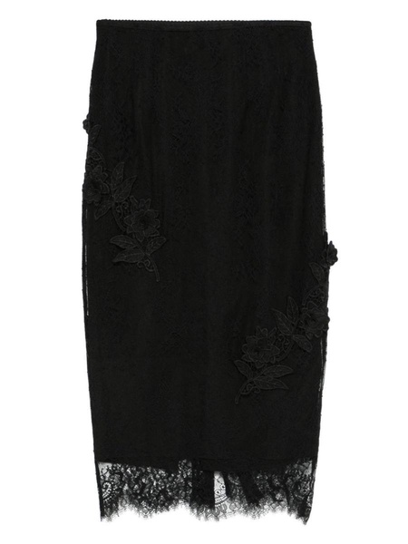 Blumarine Black Midi Skirt In Lace