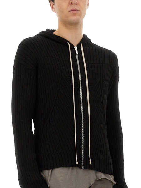 COTTON KNIT SWEATSHIRT WITH HOOD AND ZIPPER