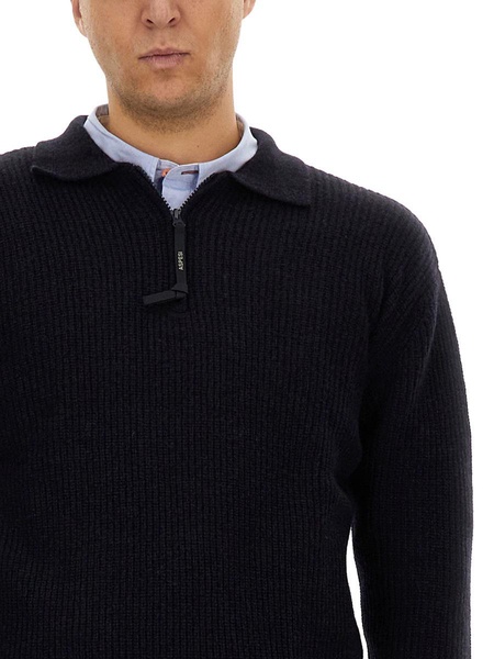 WOOL SWEATER WITH HALF ZIPPER
