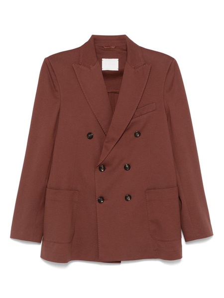 Circolo 1901 Brown Cotton Blended Double Breasted Blazer