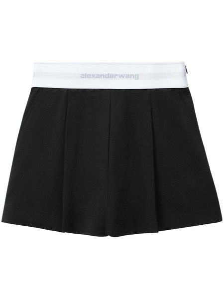Alexander Wang High Waisted Pleated Short With Logo Elastic Clothing