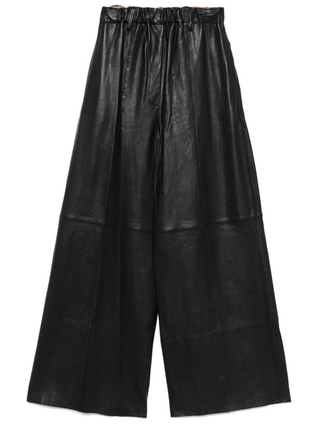 Alysi Leather Wide-Leg Trousers