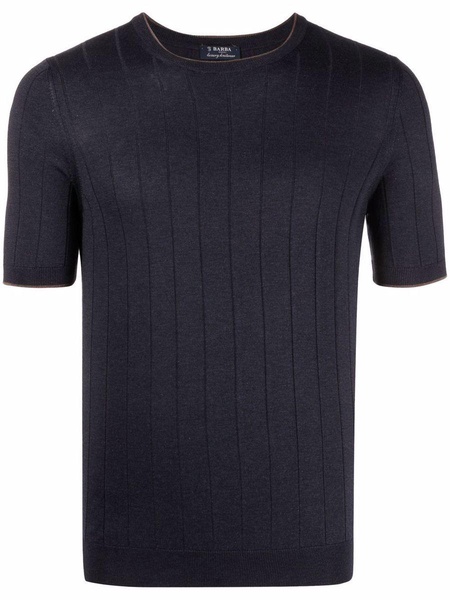 Barba Ribbed-Knit Silk T-Shirt