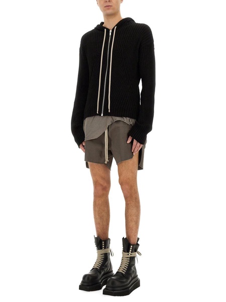 COTTON KNIT SWEATSHIRT WITH HOOD AND ZIPPER