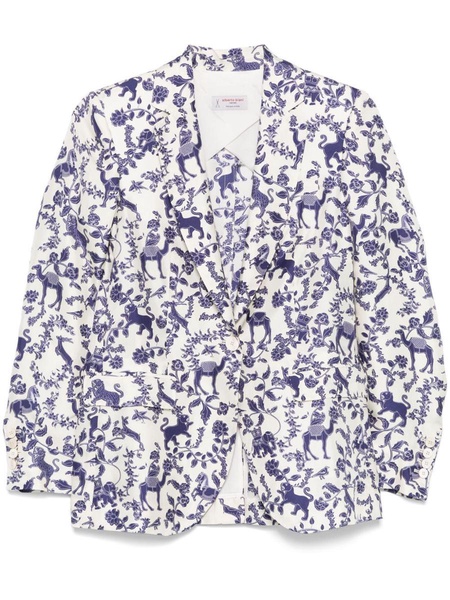 Alberto Biani Printed Silk Double-Breasted Jacket