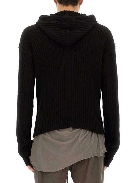 COTTON KNIT SWEATSHIRT WITH HOOD AND ZIPPER
