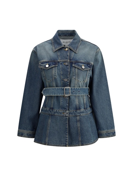 Alaïa Women Peplum Denim Jacket