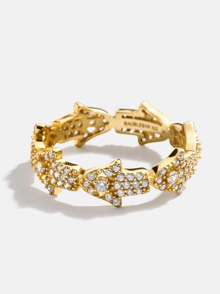 18K Gold Hamsa Pavé Ring