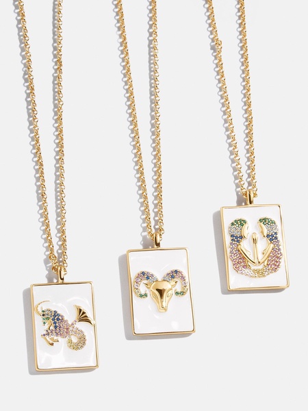 Reversible 18K Gold Zodiac Pendant Necklace