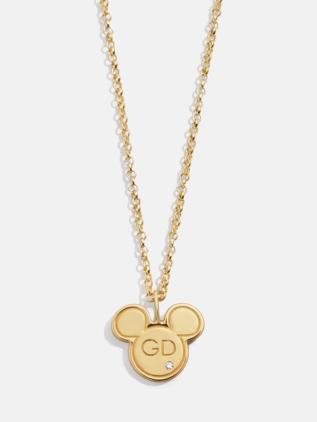 Mickey Mouse Disney 18K Gold Plated Sterling Silver Initial Pendant Necklace