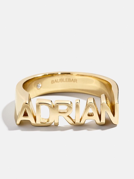 18K Gold Custom Fineline Nameplate Ring