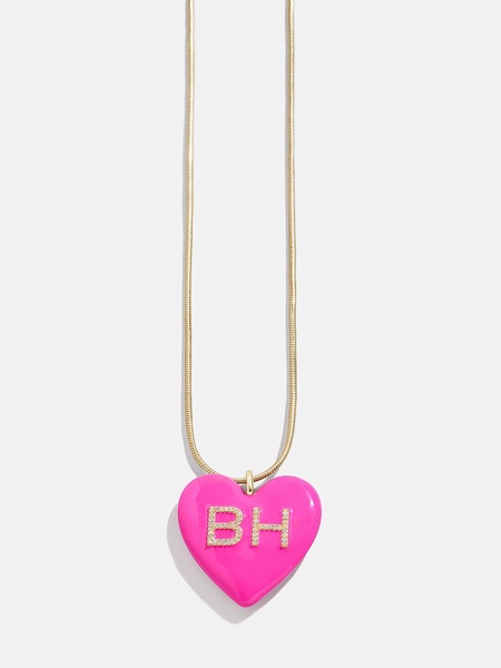 Custom Initial Enamel Heart Pendant Necklace