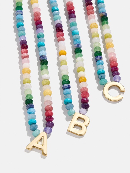 Semi-Precious Block Initial Necklace