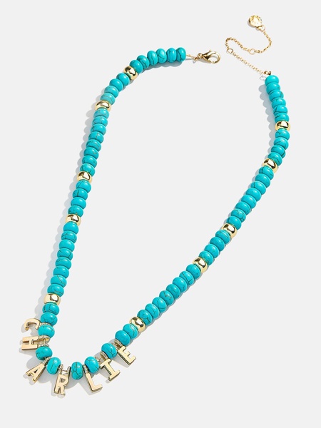 Custom Semi-Precious Nameplate Necklace