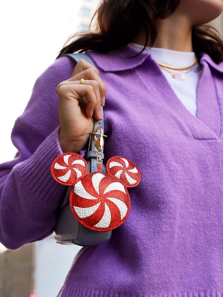 Disney Mickey Mouse Candy Cane Puff Bag Charm