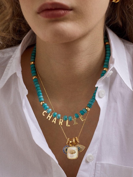 Custom Semi-Precious Nameplate Necklace