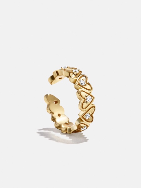 18K Gold Heart Ear Cuff