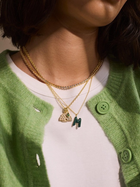 Mini Bubble Initial Enamel Necklace