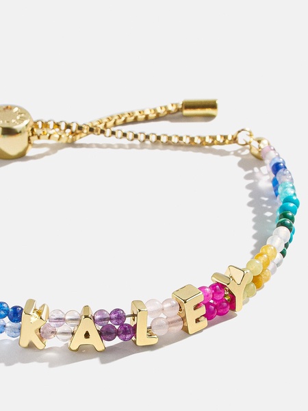 Semi-Precious Custom Nameplate Bracelet