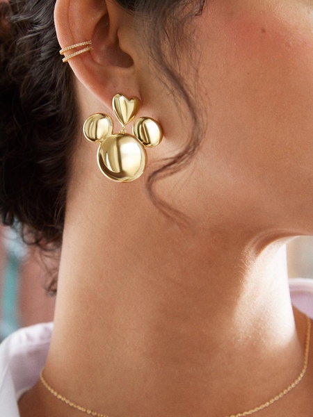 Mickey Mouse Disney Gold Heart Earrings